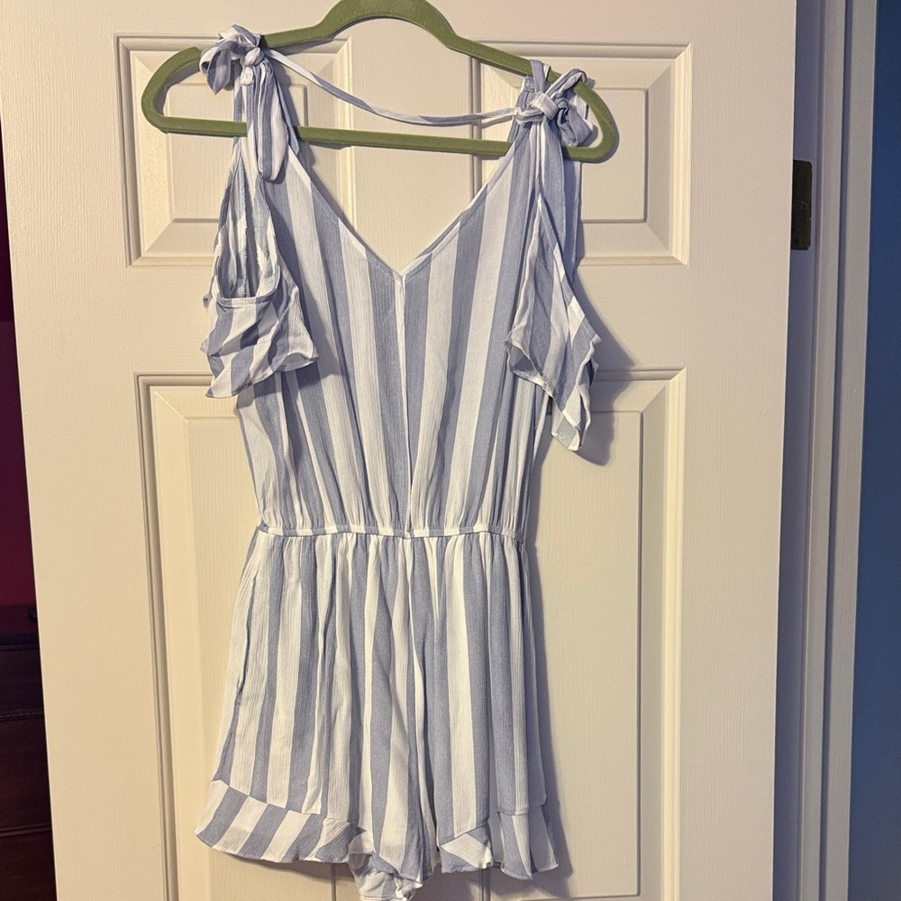 Open Shoulder Striped Romper